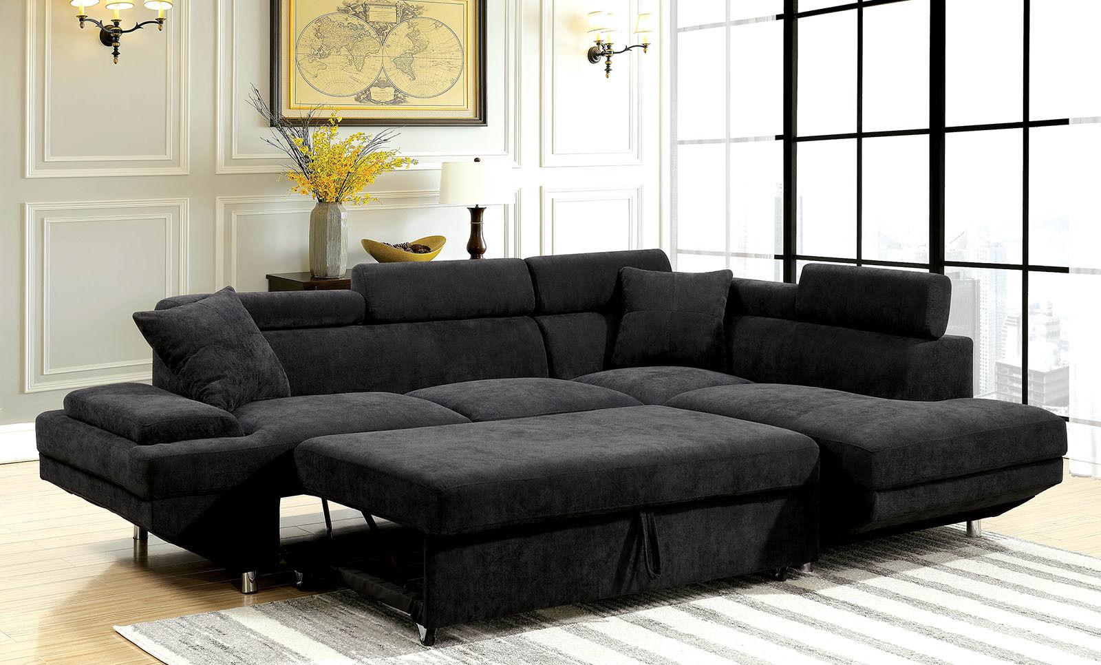 

                    
Furniture of America CM6124BK Foreman Sectional Sofa Black Flannelette Purchase 
