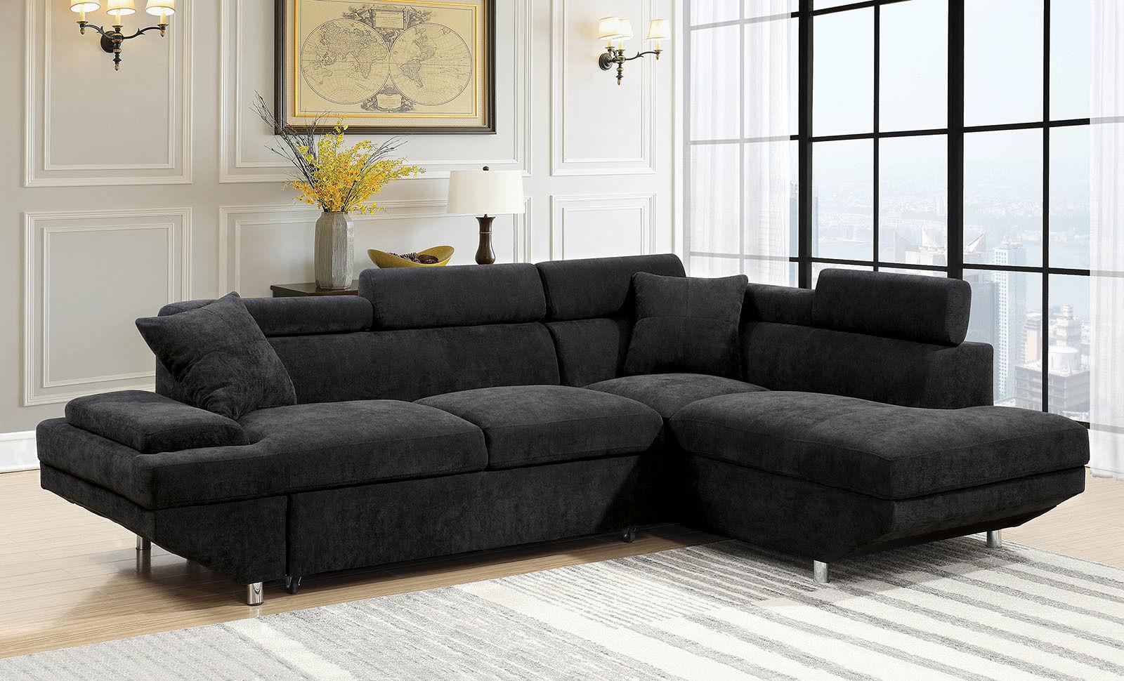 

    
Furniture of America CM6124BK Foreman Sectional Sofa Black CM6124BK
