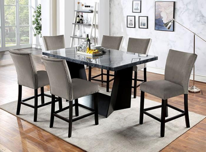 

    
Contemporary Black Genuine Marble Counter Height Table Furniture of America CM3496PT Opheim
