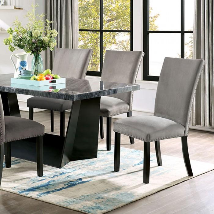 

    
Contemporary Black Genuine Marble Dining Table Furniture of America CM3496T Opheim
