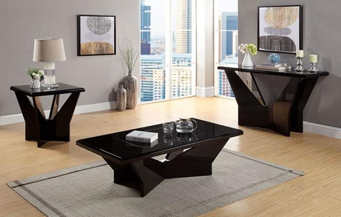 

    
Contemporary Black Glass Console Table Furniture of America Dubendorf CM4183BK-S-CT
