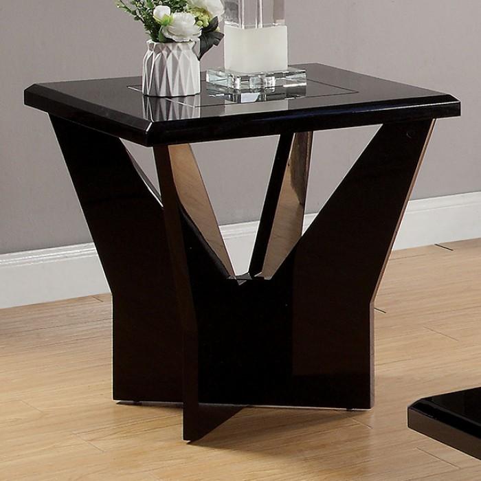 

    
Contemporary Black Glass End Table Furniture of America Dubendorf CM4183BK-E-ET
