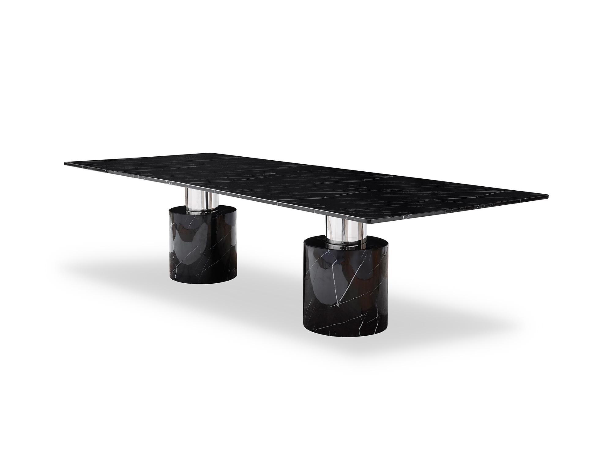 

    
Contemporary Black Glossy Marble Top Dining Table WhiteLine DT1640-BLK Geneva
