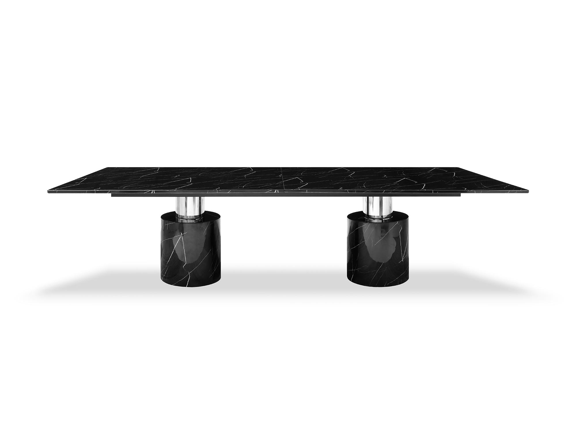 

    
Contemporary Black Glossy Marble Top Large Dining Table WhiteLine DT1640XL-BLK Geneva
