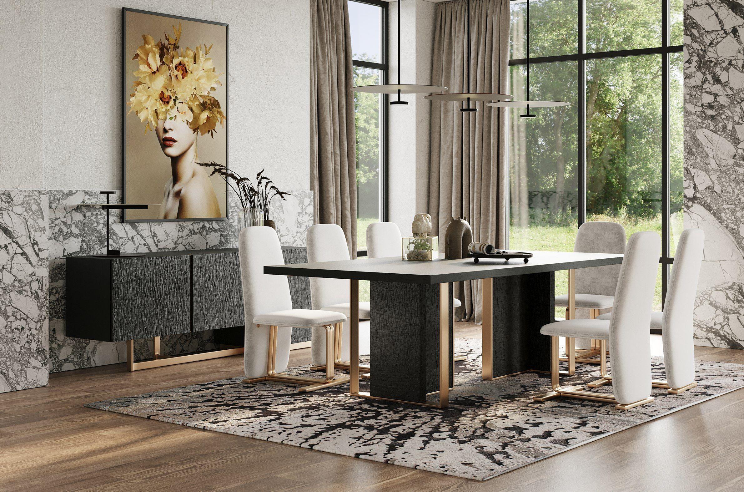 

    
Contemporary Black/Beige Ash Veneer Dining Room Set 7PCS VIG Furniture Modrest Tasha VGVCT2308
