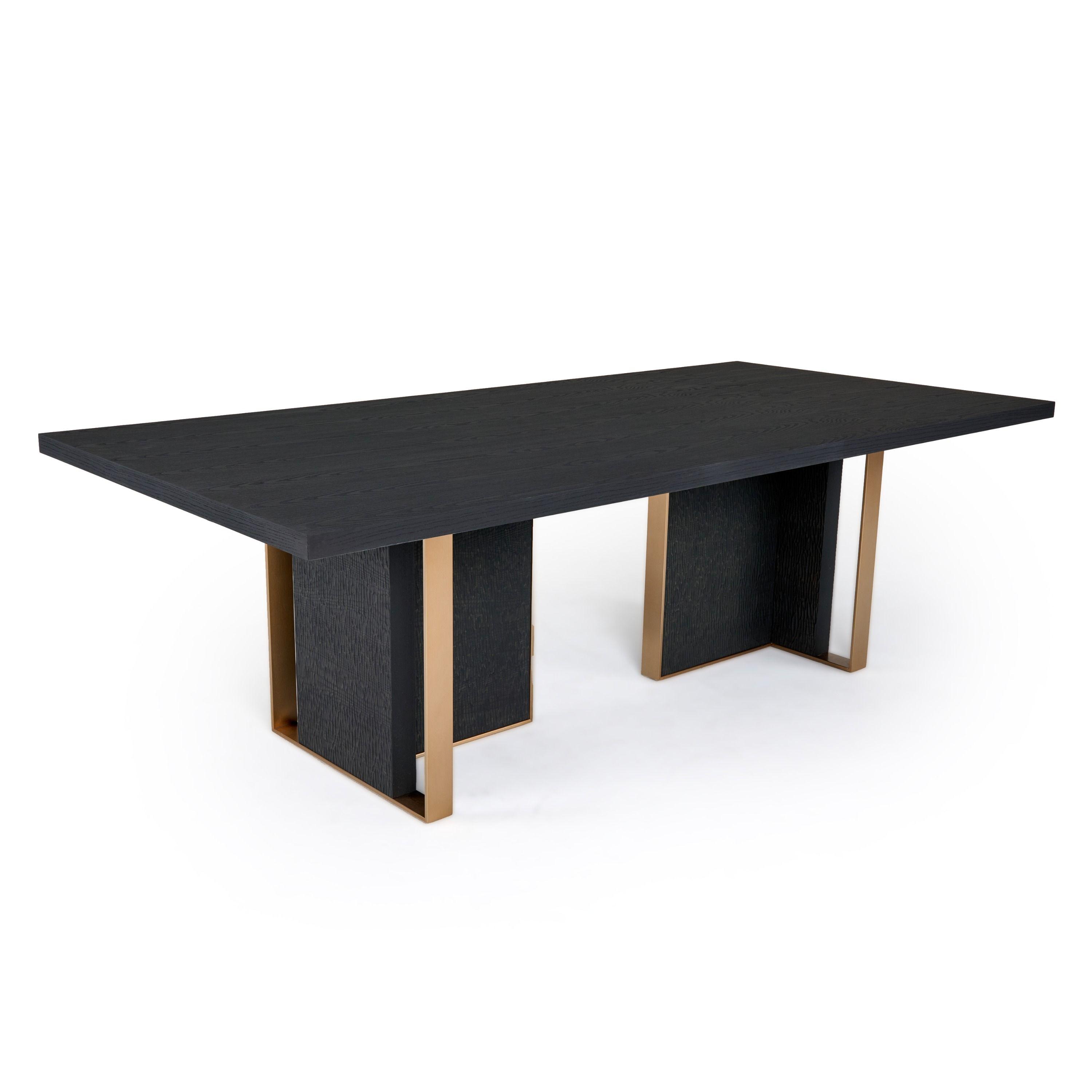 

    
Contemporary Black/Gold Ash Veneer Dining Table VIG Furniture Modrest Tasha VGVCT2308
