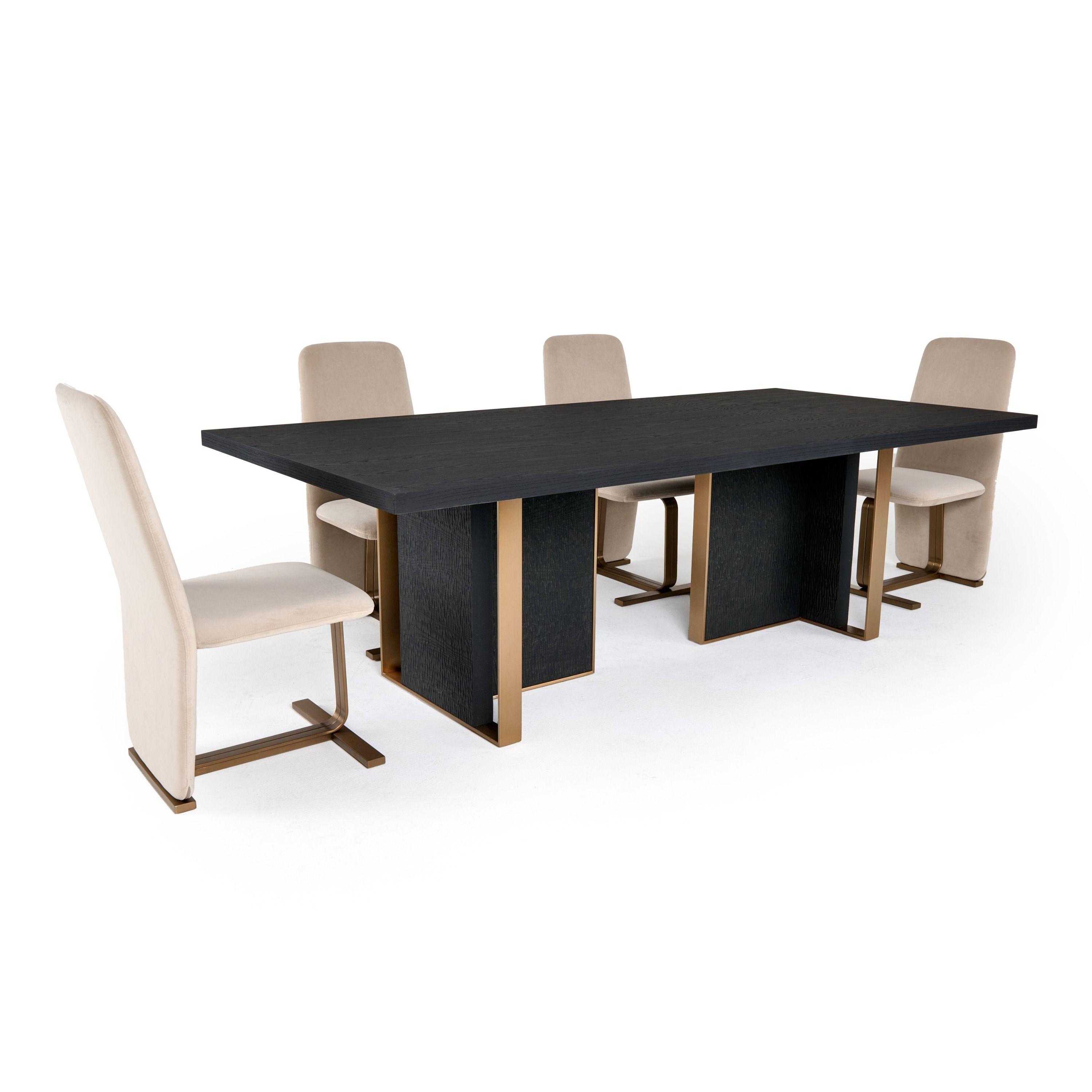 

    
 Shop  Contemporary Black/Gold Ash Veneer Dining Table VIG Furniture Modrest Tasha VGVCT2308
