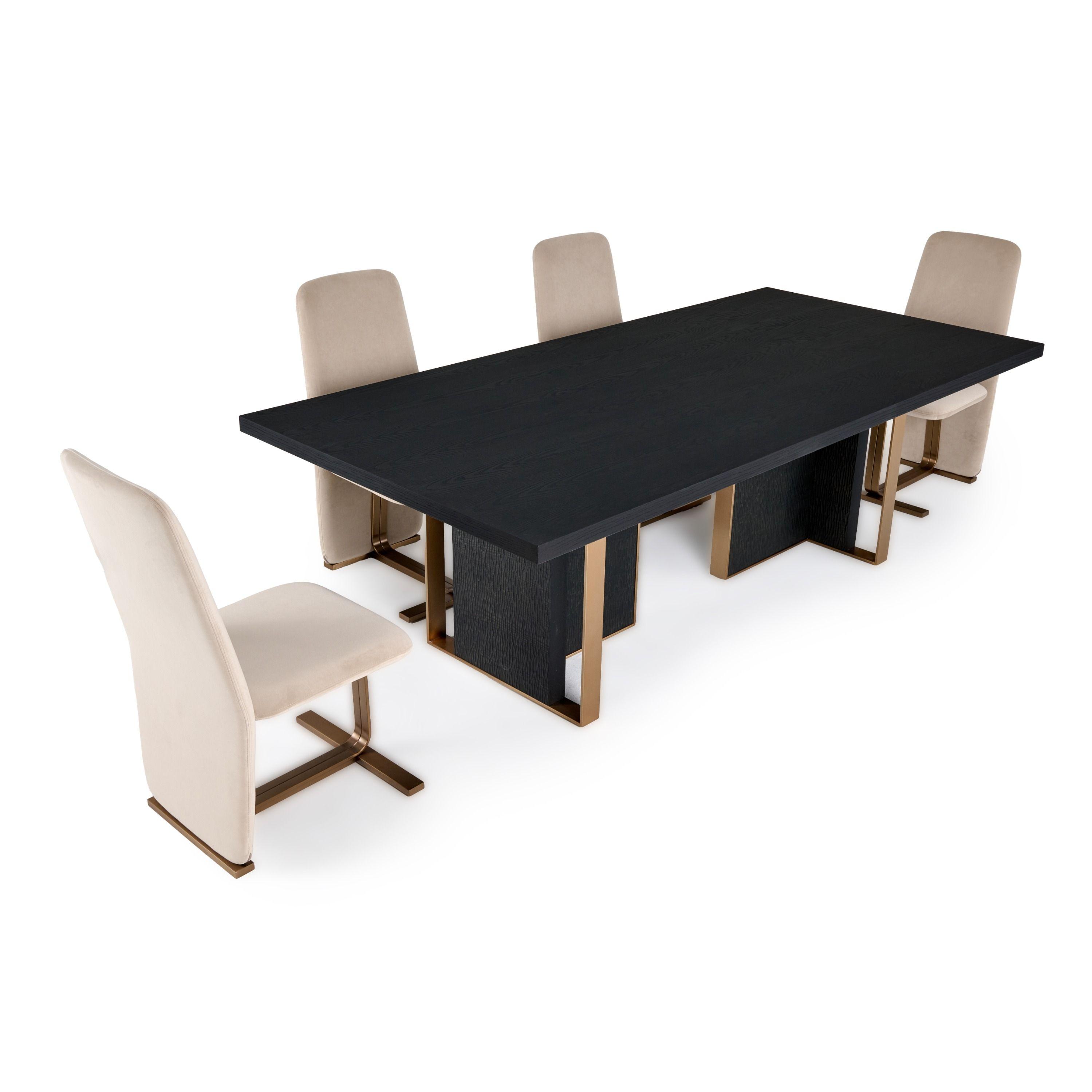 

    
 Order  Contemporary Black/Gold Ash Veneer Dining Table VIG Furniture Modrest Tasha VGVCT2308
