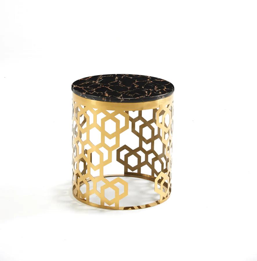 

    
Contemporary  Black/Gold Faux Marble End Table McFerran T1018 T1018-E
