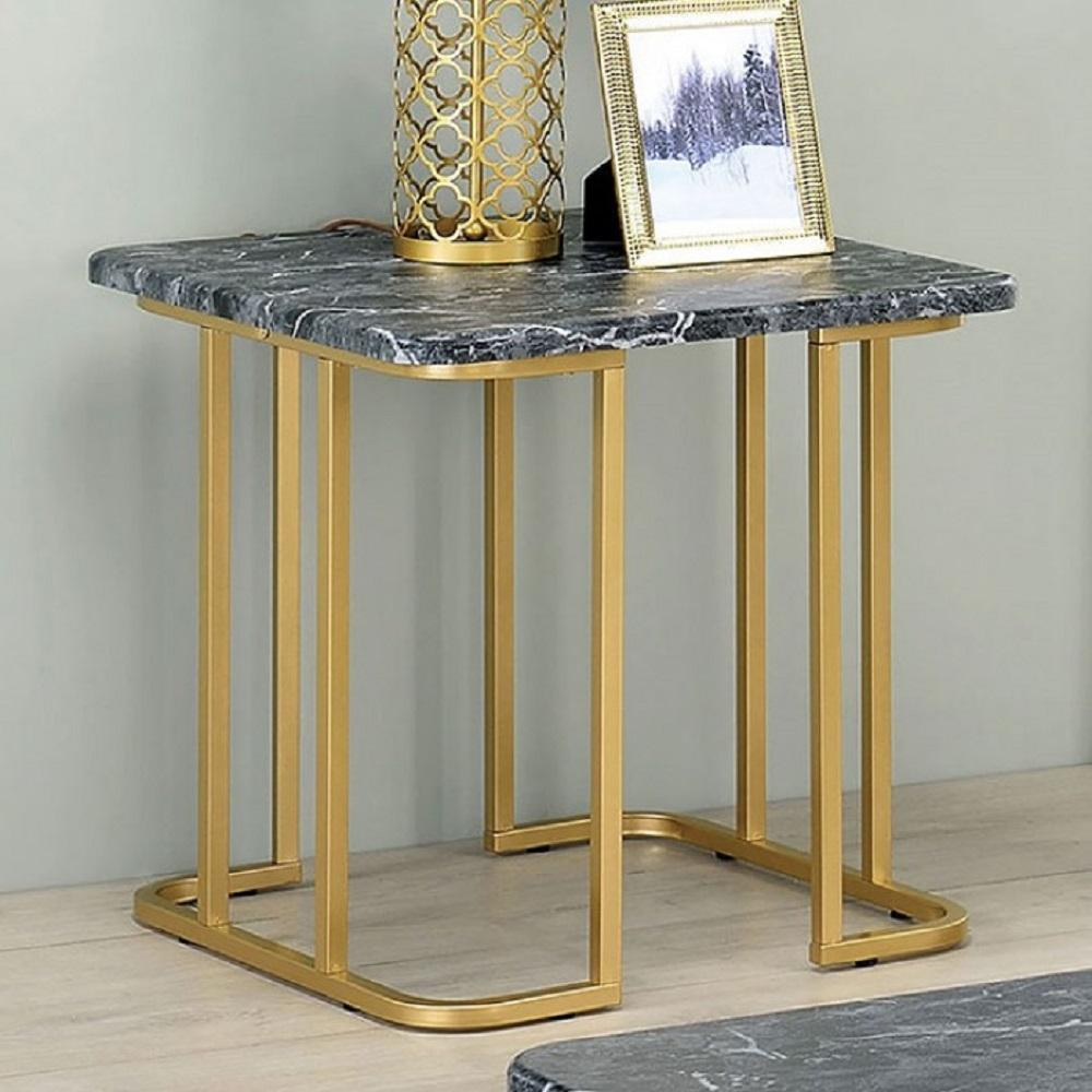 

    
Contemporary Black & Gold Faux Marble Top End Table Furniture of America CM4564BK-E Calista
