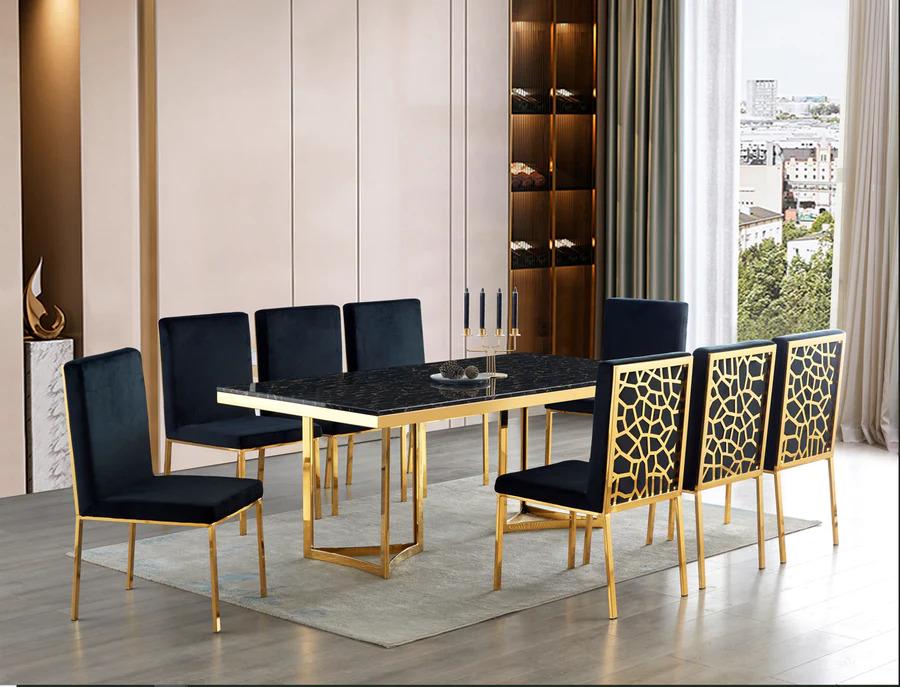 Contemporary Rectangle dining table D1008 D1008-T in Gold, Black 