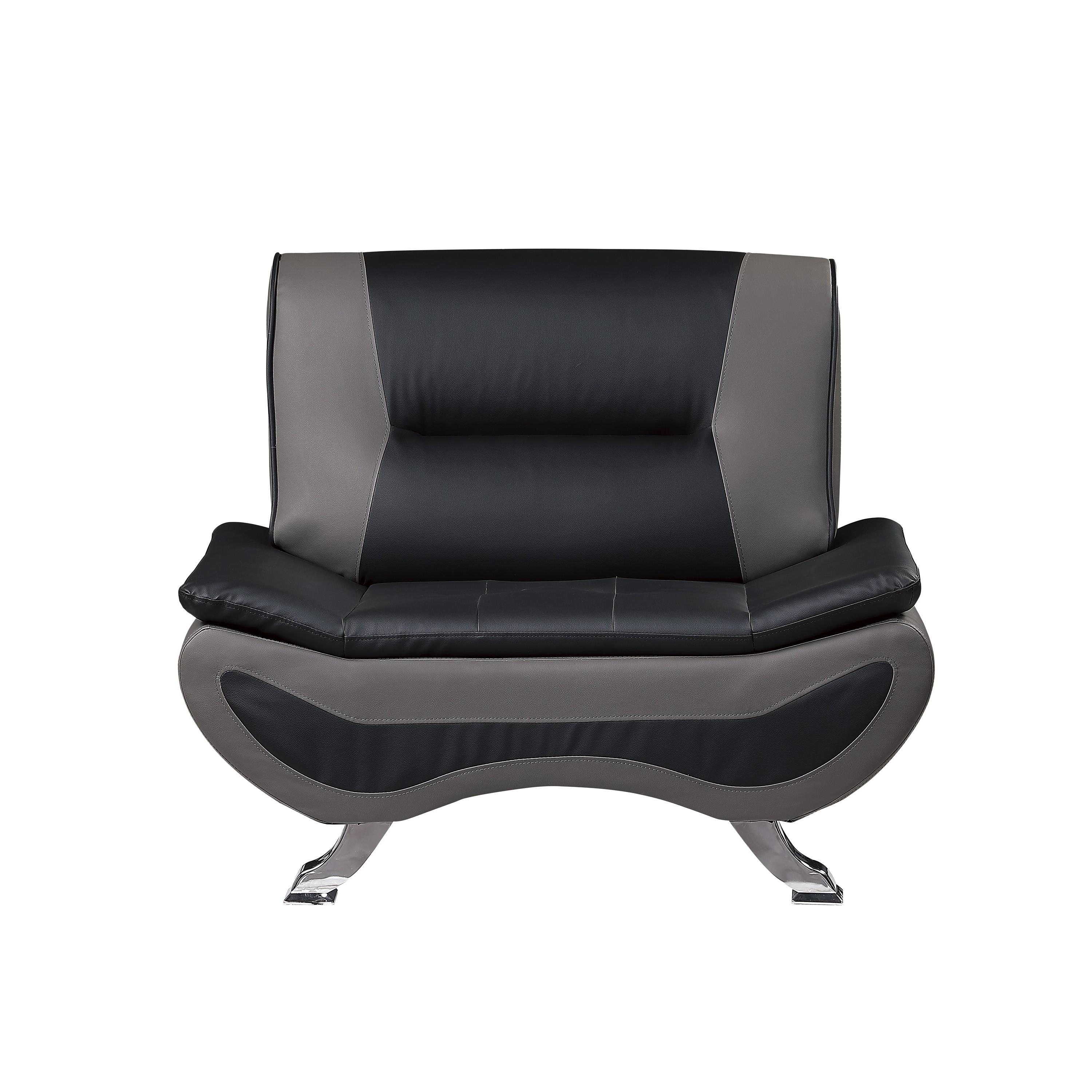 Contemporary Arm Chair 8219BLK-1 Veloce 8219BLK-1 in Gray, Black Faux Leather
