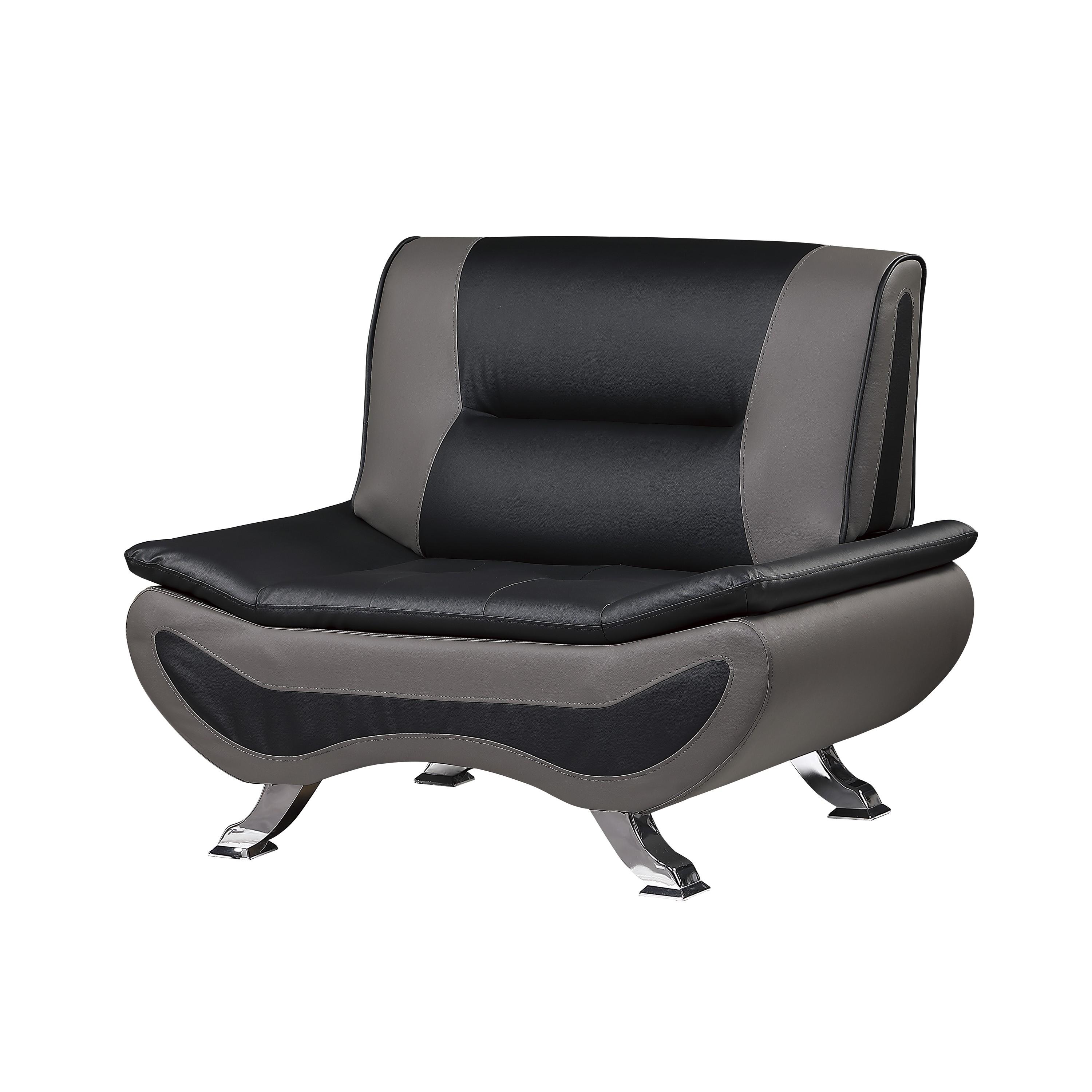 

    
8219BLK-3PC Contemporary Black & Gray Faux Leather Living Room Set 3pcs Homelegance 8219BLK Veloce
