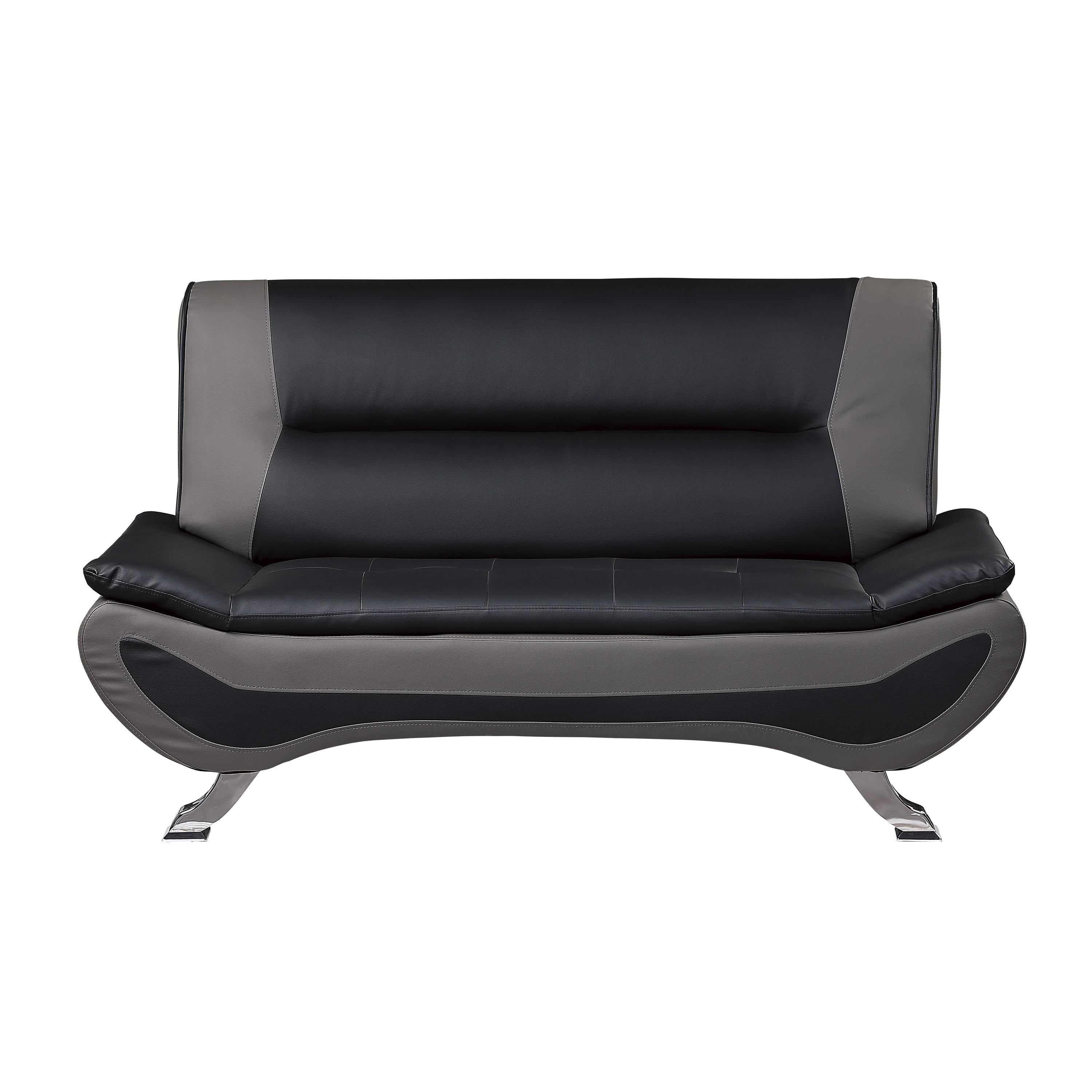 

    
Contemporary Black & Gray Faux Leather Loveseat Homelegance 8219BLK-2 Veloce
