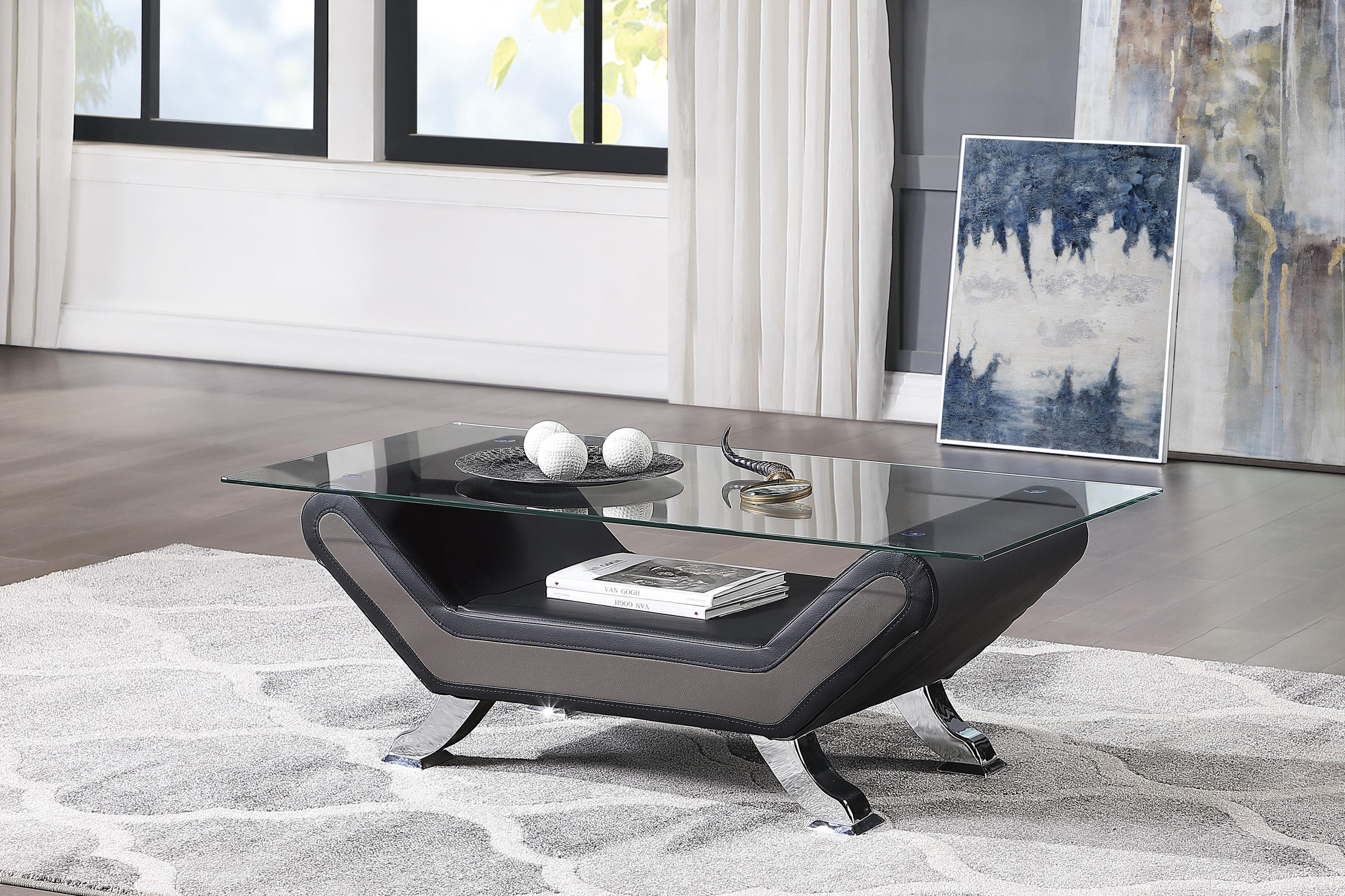 

    
Contemporary Black & Gray Glass Cocktail Table Homelegance 8219BLK-30* Veloce
