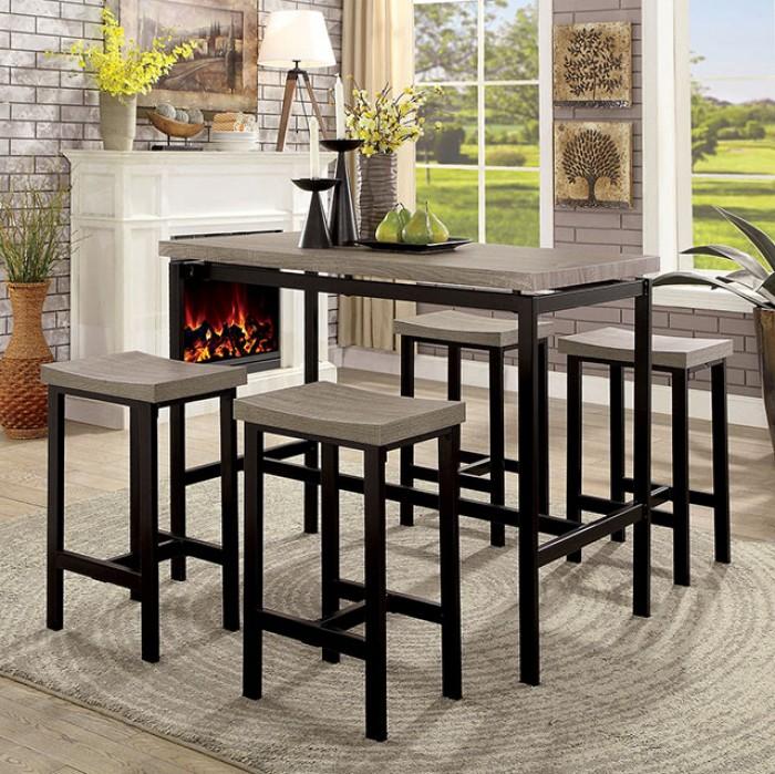

    
Contemporary Black & Gray Metal Dining Room Set 5pcs Furniture of America CM3454PT-5PK Vilvoorde
