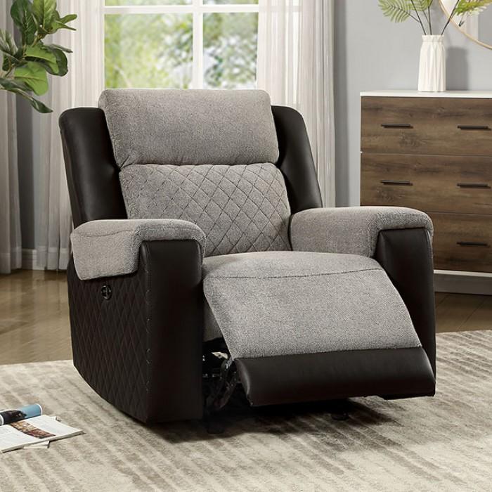 Contemporary Recliner Chair CM6082-CH-PM Silverton CM6082-CH-PM in Gray, Black Fabric