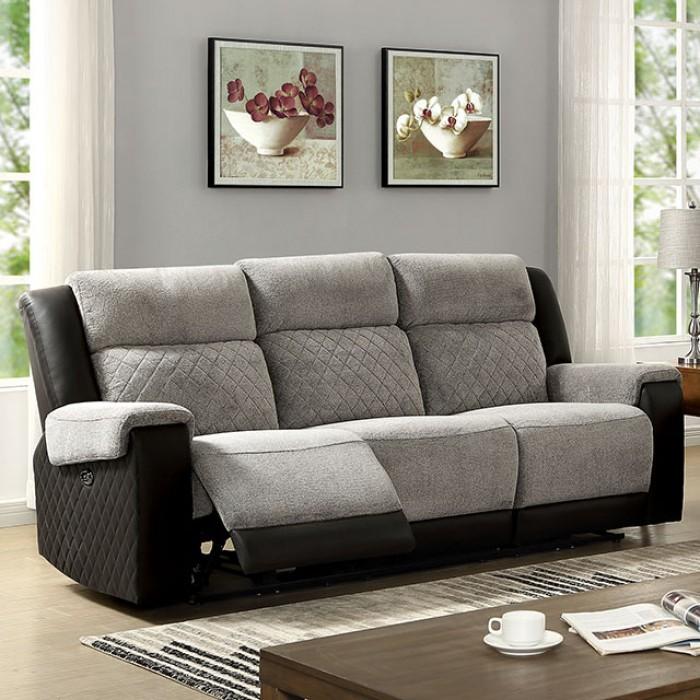 Contemporary Recliner Sofa CM6082-SF-PM Silverton CM6082-SF-PM in Gray, Black Fabric