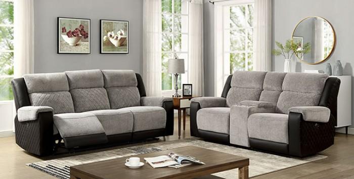 Contemporary Recliner Sofa Set CM6082-SF-PM-3PC Silverton CM6082-SF-PM-3PC in Gray, Black Fabric