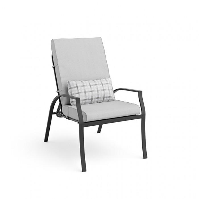Contemporary Patio Club Recliner Palma Outdoor Adjustable Chair Set 6PCS GM-2023-6PK GM-2023-6PK in Gray, Black Fabric