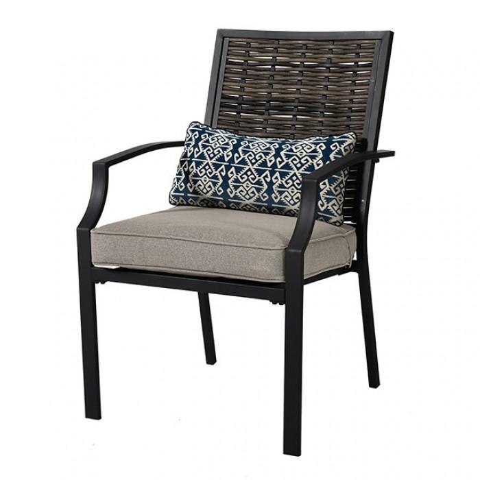 Contemporary Outdoor Dining Chair Set Sintra Outdoor Arm Chair Set 2PCS GM-2011-2PK GM-2011-2PK in Gray, Black Fabric