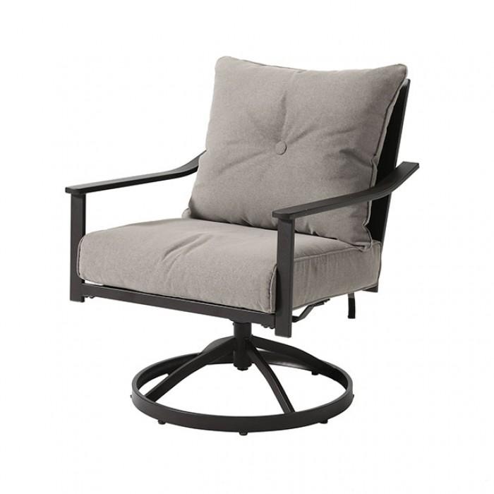 

    
Contemporary Black/Gray Steel Outdoor Swivel Arm Chair Set 4PCS Furniture of America Segovia GM-2014-4PK
