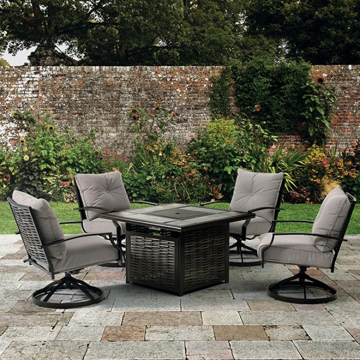 

    
Furniture of America Segovia Outdoor Swivel Arm Chair Set 4PCS GM-2014-4PK Outdoor Dining Chair Set Gray/Black GM-2014-4PK
