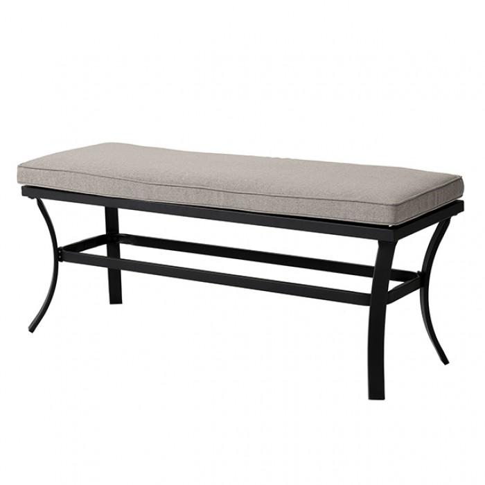 Contemporary Outdoor Bench Sintra Outdoor Bench GM-2009-B GM-2009-B in Gray, Black Fabric