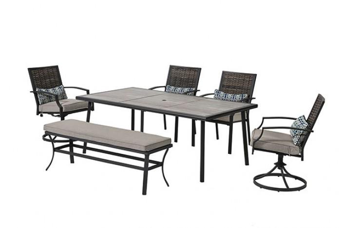 

    
Contemporary Black/Gray Steel Patio Dining Set 6PCS Furniture of America Sintra GM-2008-6PCS
