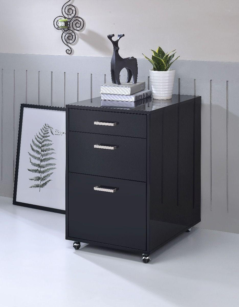 Contemporary, Modern File Cabinet 92450 Coleen 92450 in Black 