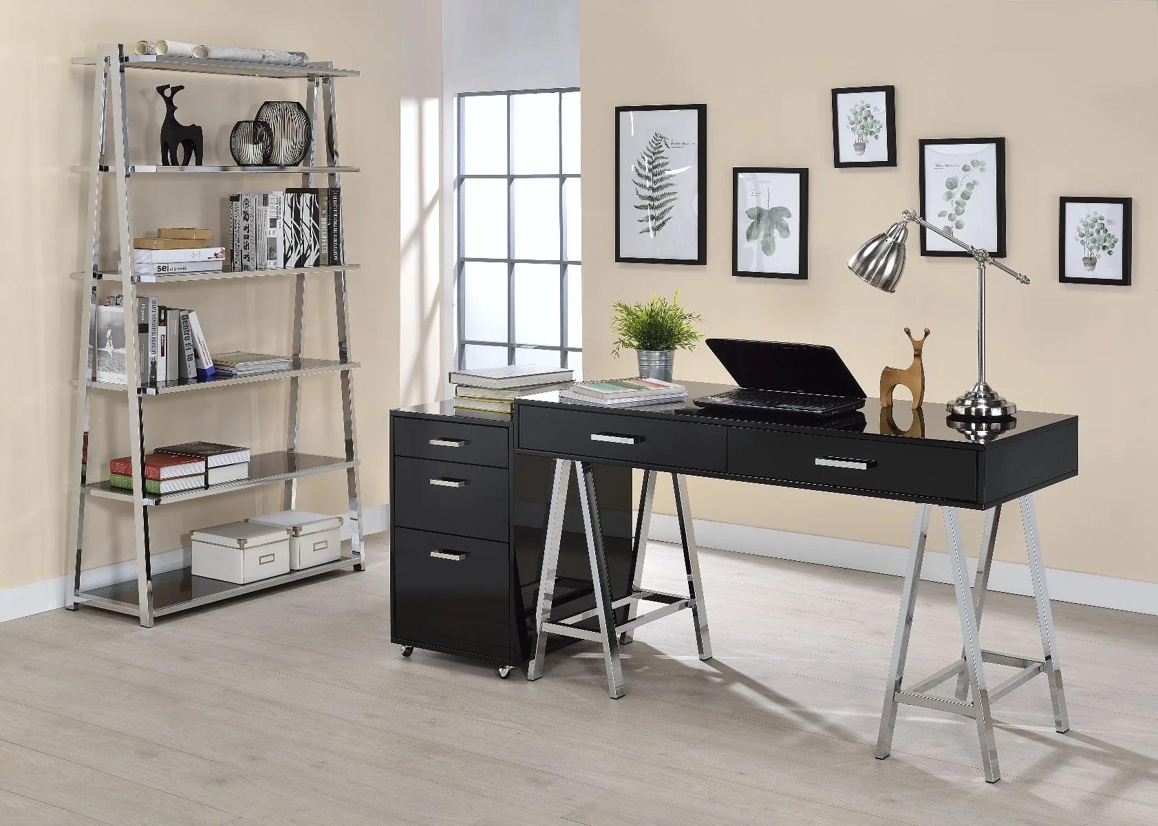 

    
Contemporary Black High Gloss & Chrome Writing WITH USB Desk by Acme 93045-3pcs Coleen
