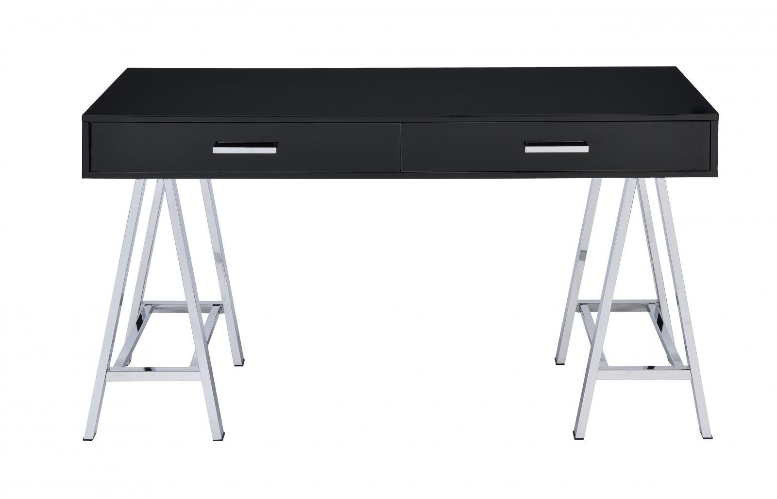 

    
Contemporary Black High Gloss & Chrome Writing WITHOUT USB Desk by Acme 92227-3pcs Coleen
