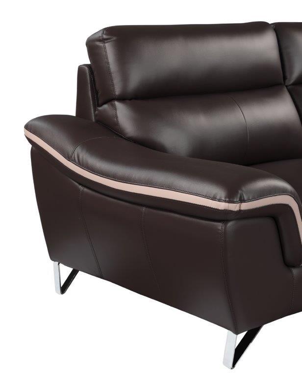 

    
 Order  Brown Premium Leather Match Sofa & 2 Chairs 3Pcs Set Contemporary Global United 168
