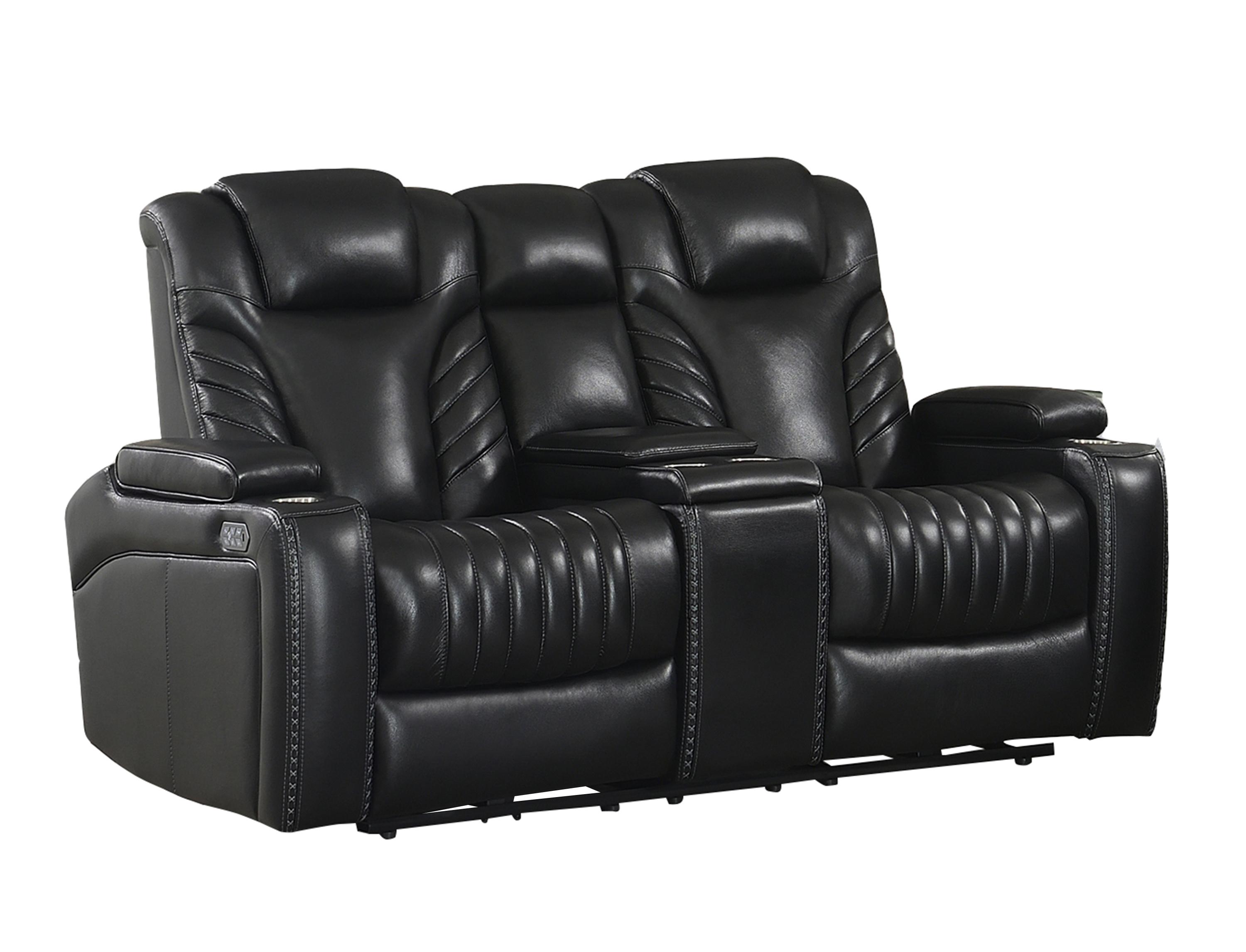 Contemporary Power loveseat 609462PPI Bismark 609462PPI in Black Leather