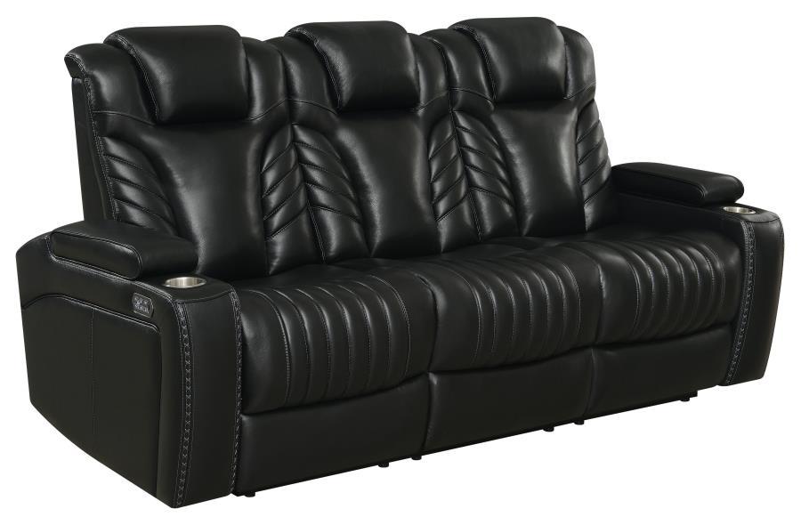 

    
Contemporary Black Leather Power Sofa Coaster 609461PPI Bismark
