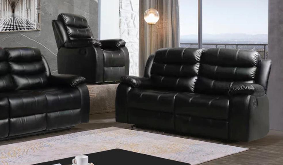 

    
McFerran Furniture SF8005 Reclining Living Room Set Black SF8005-S-2PC
