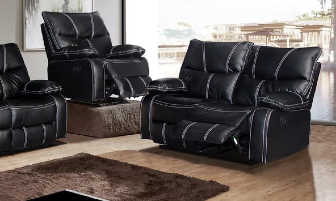 

    
McFerran Furniture SF1010 Reclining Sofa Black SF1010-S-3PC
