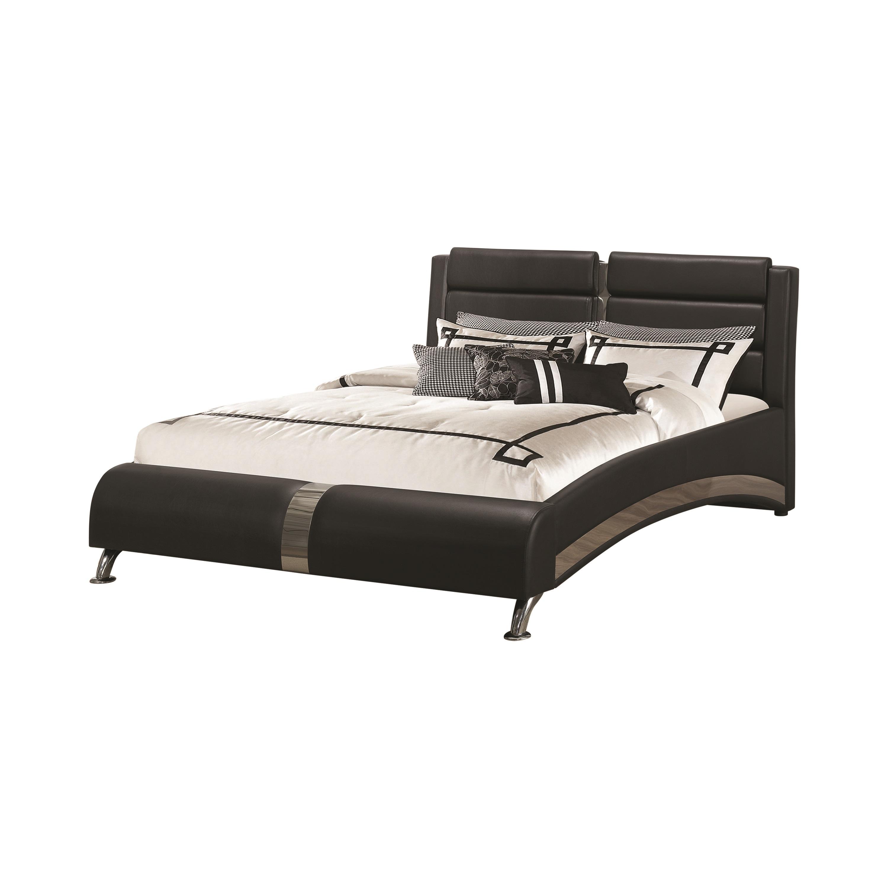 Contemporary Bed 300350KW Jeremaine 300350KW in Black Leatherette