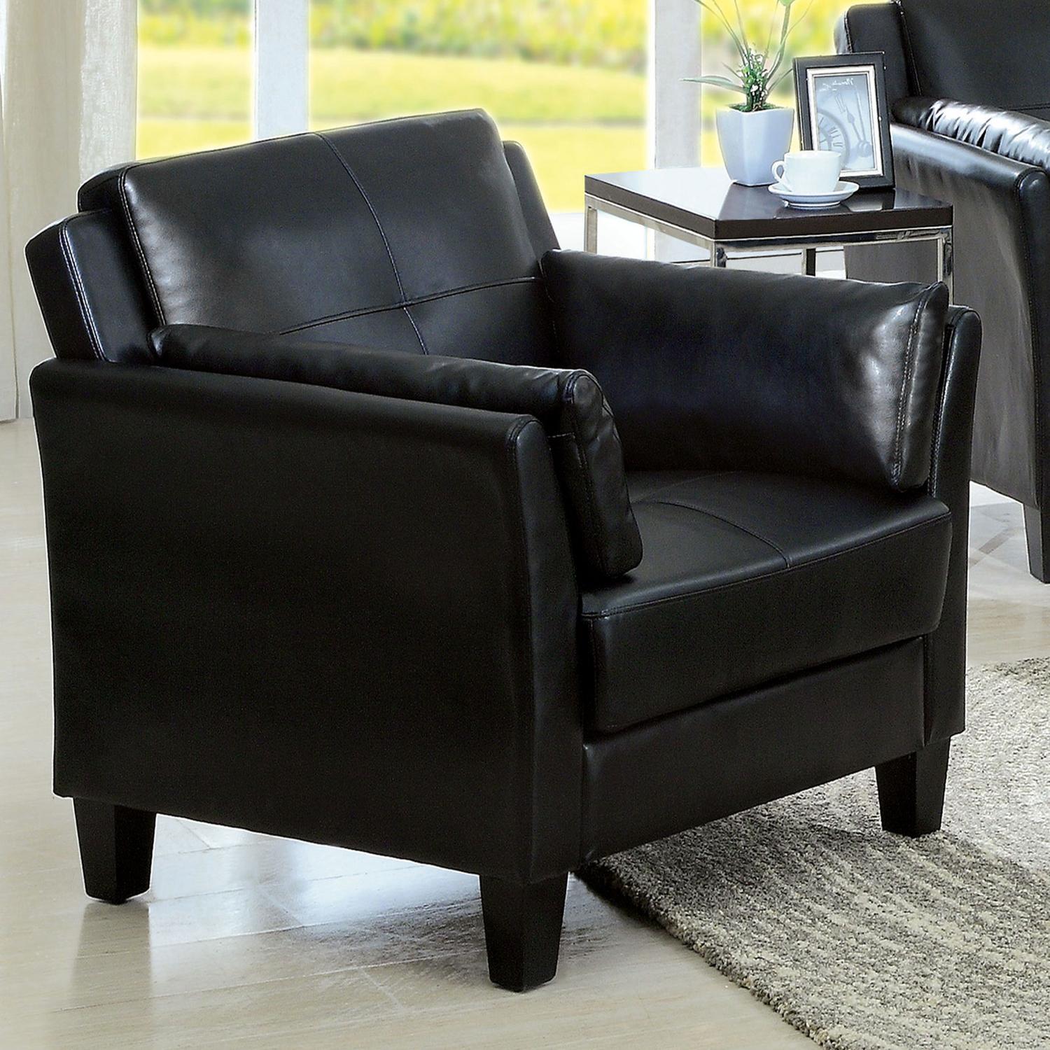 

    
Contemporary Black Leatherette Arm Chair Furniture of America CM6717BK-CH Pierre
