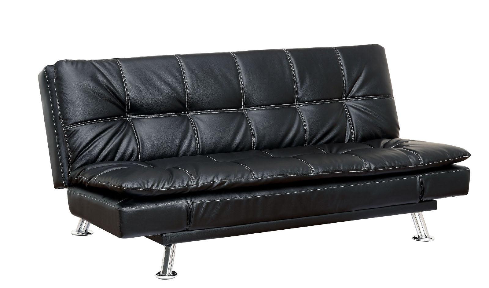 

    
Contemporary Black Leatherette Futon Sofa and Chaise Furniture of America Hauser
