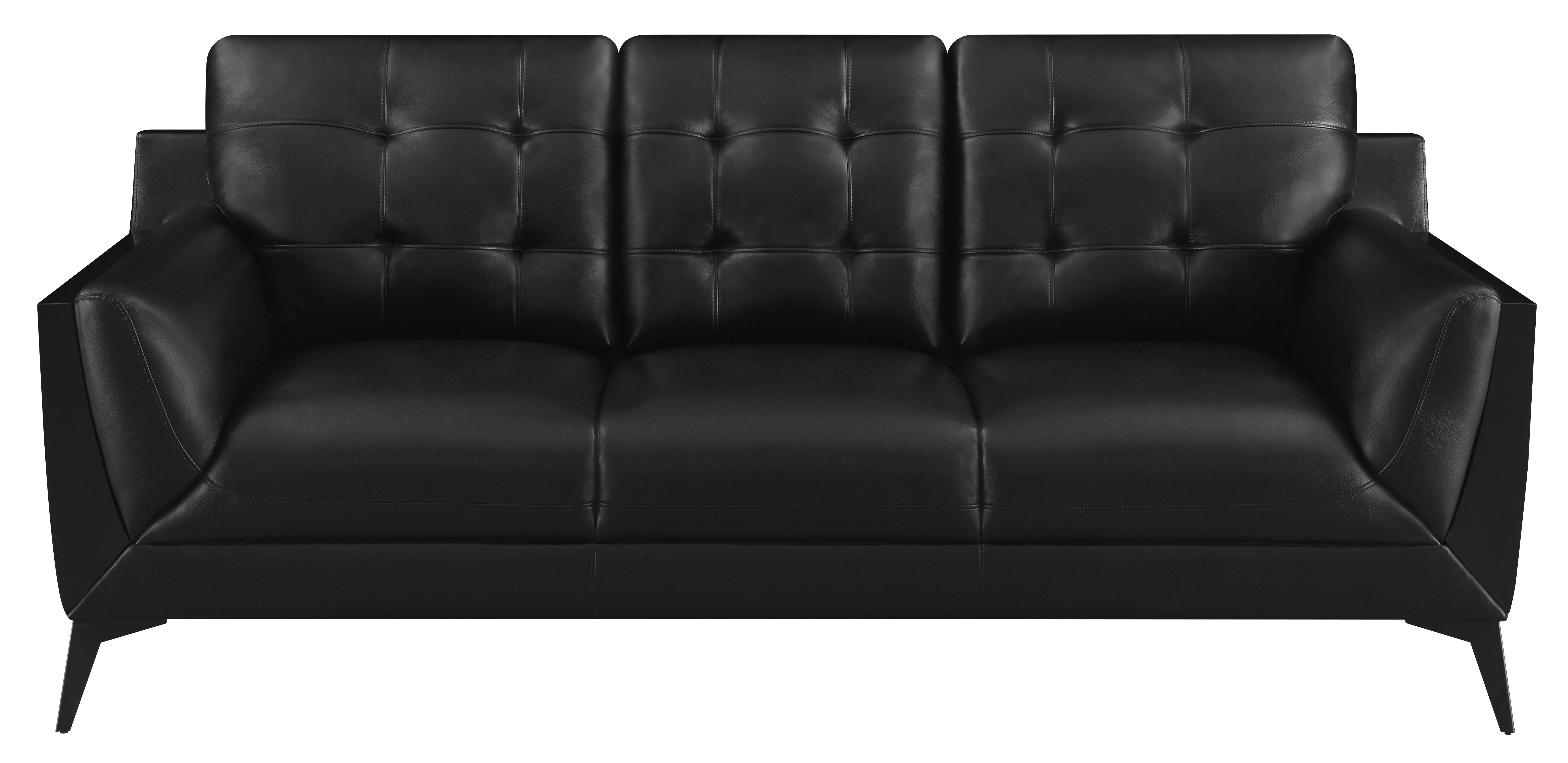 

    
Contemporary Black Leatherette Living Room Set 2pcs Coaster 511131-S2 Moira
