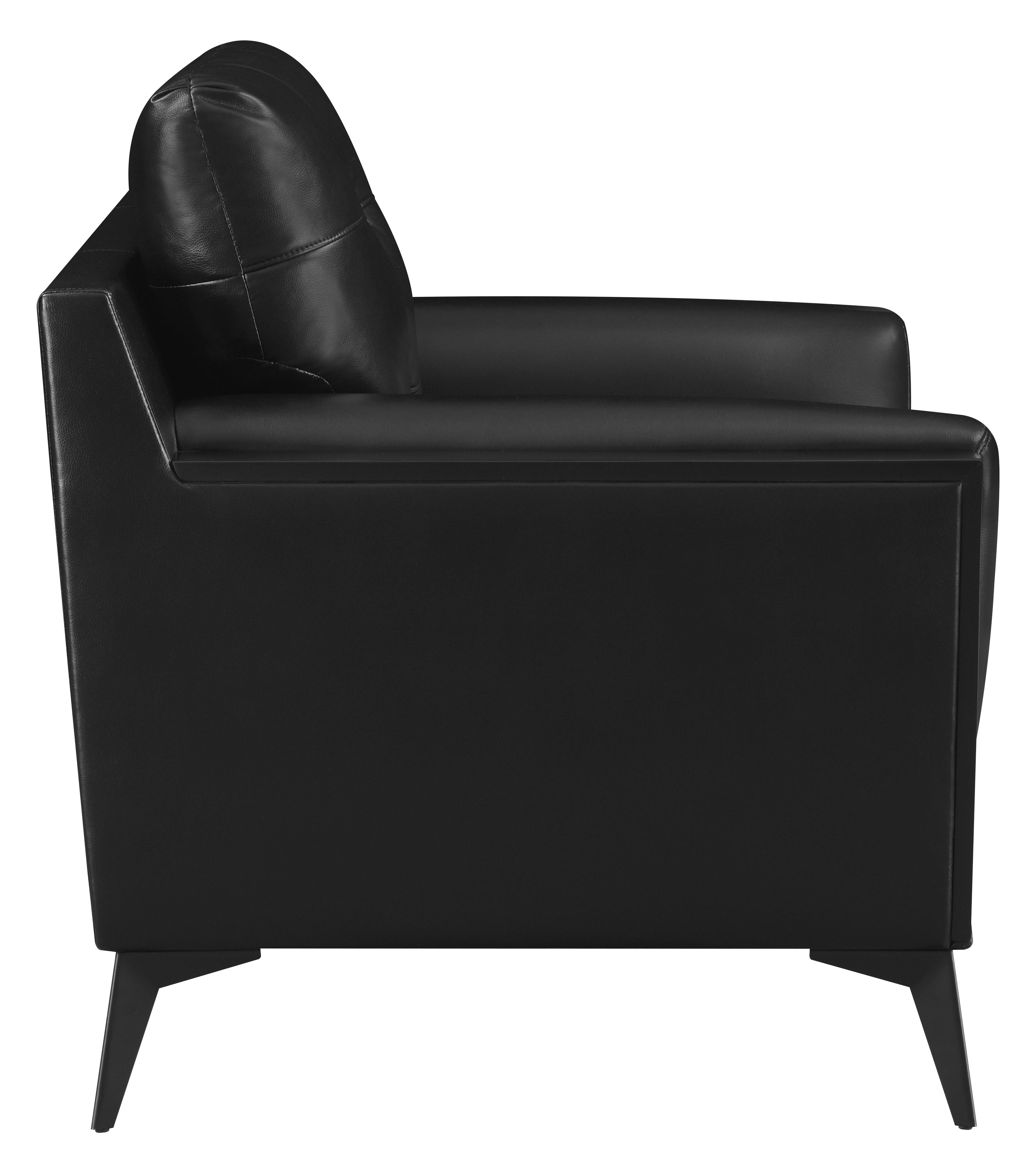 

    
 Photo  Contemporary Black Leatherette Living Room Set 3pcs Coaster 511131-S3 Moira
