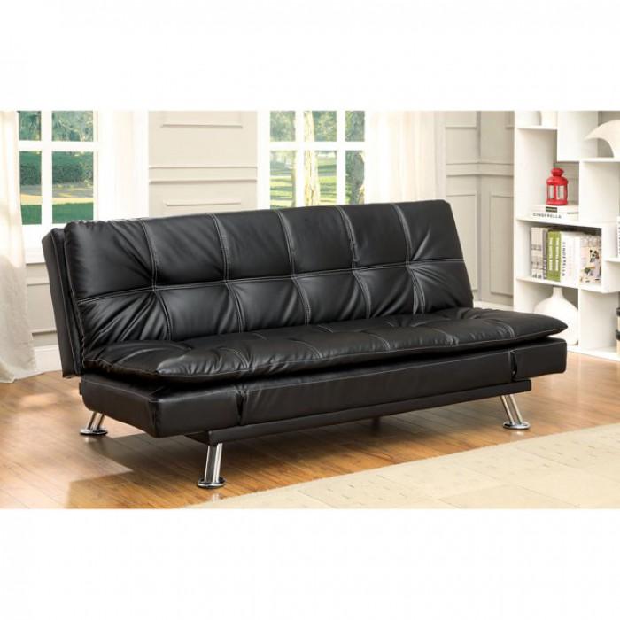 

    
CM2677BK-3PC Contemporary Black Leatherette Living Room Set 3pcs Furniture of America Hauser
