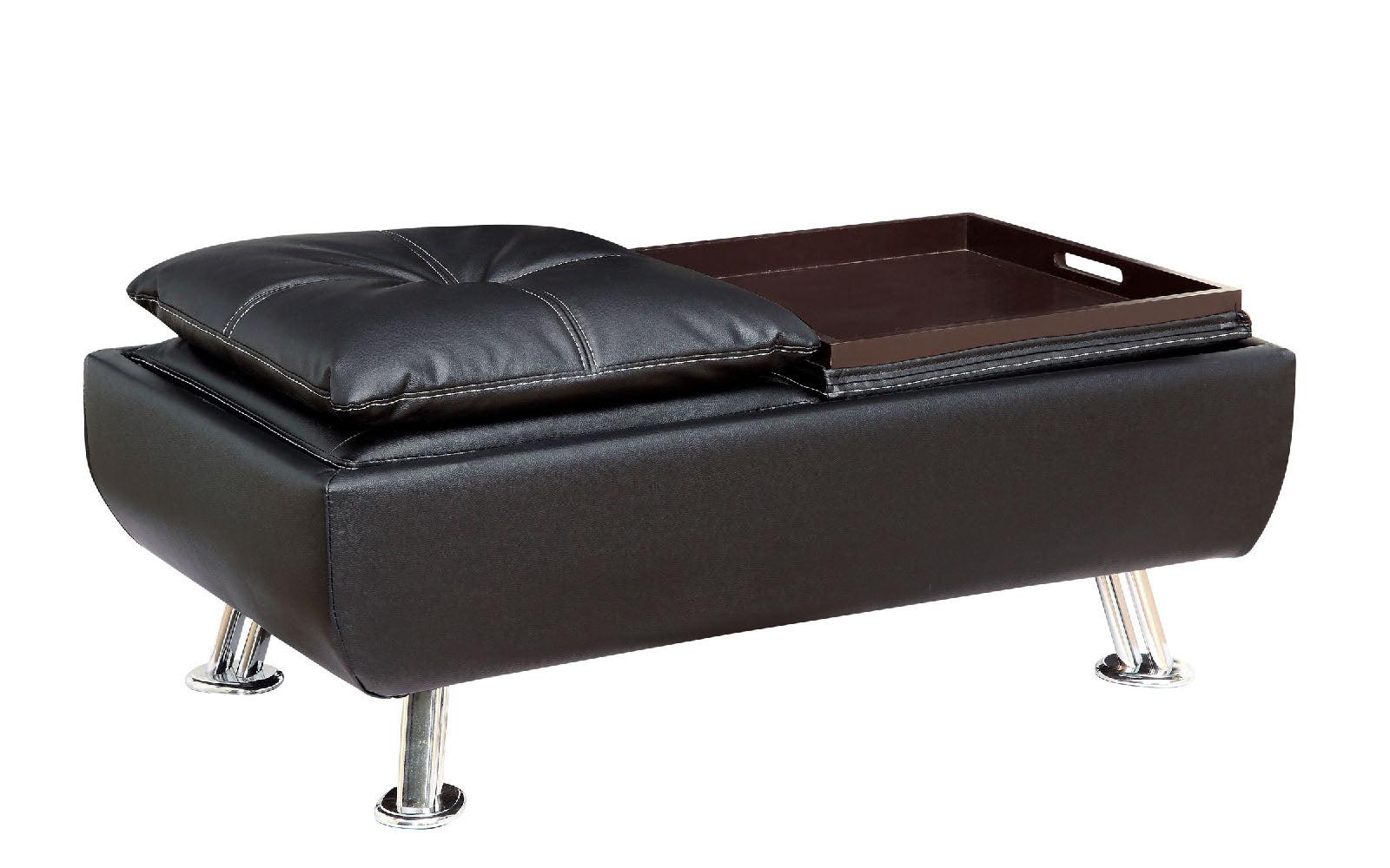 

                    
Furniture of America CM2677BK-3PC Hauser Futon Sofa Chaise and Ottoman Black Leatherette Purchase 
