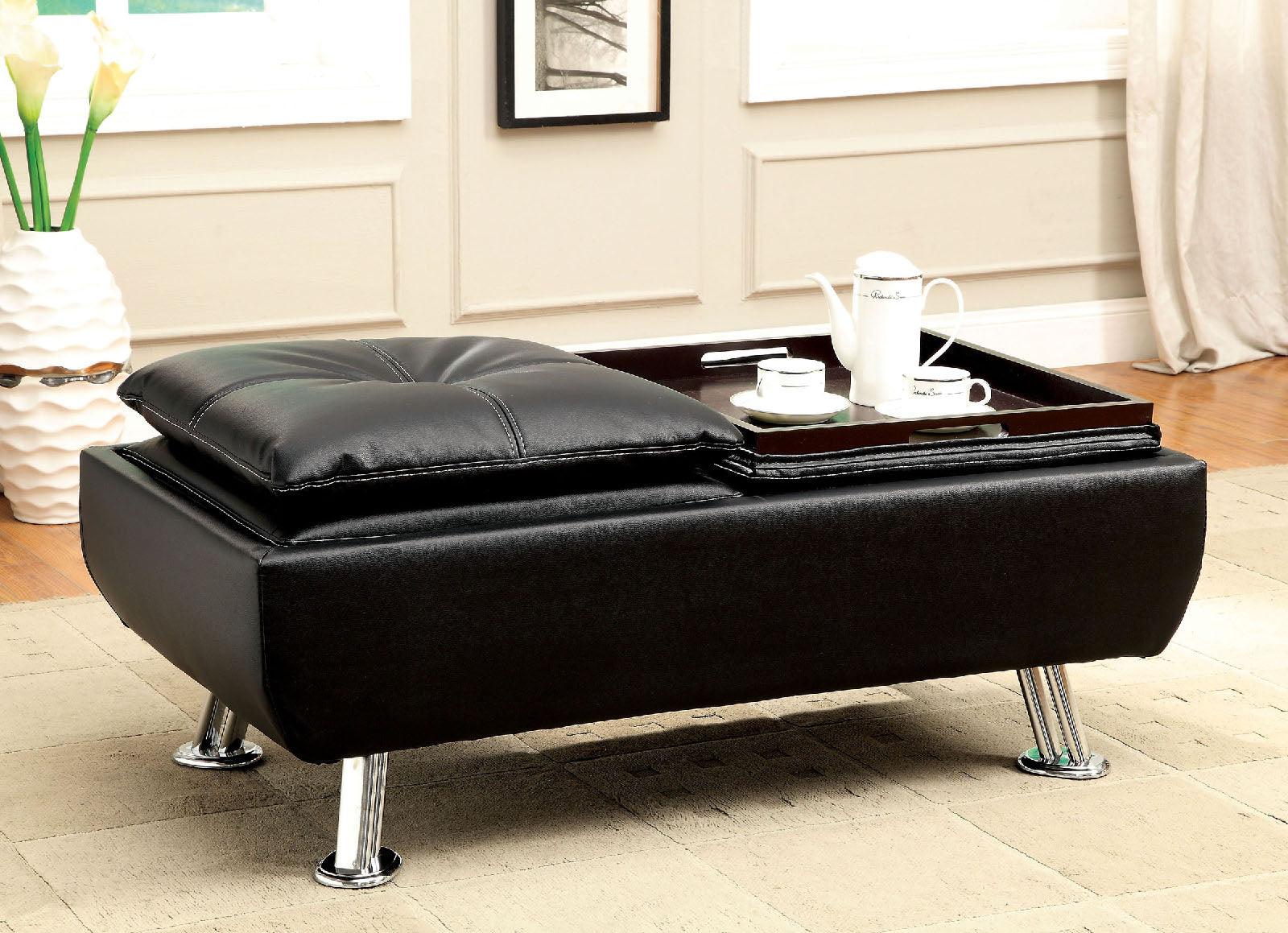 

    
 Photo  Contemporary Black Leatherette Living Room Set 3pcs Furniture of America Hauser
