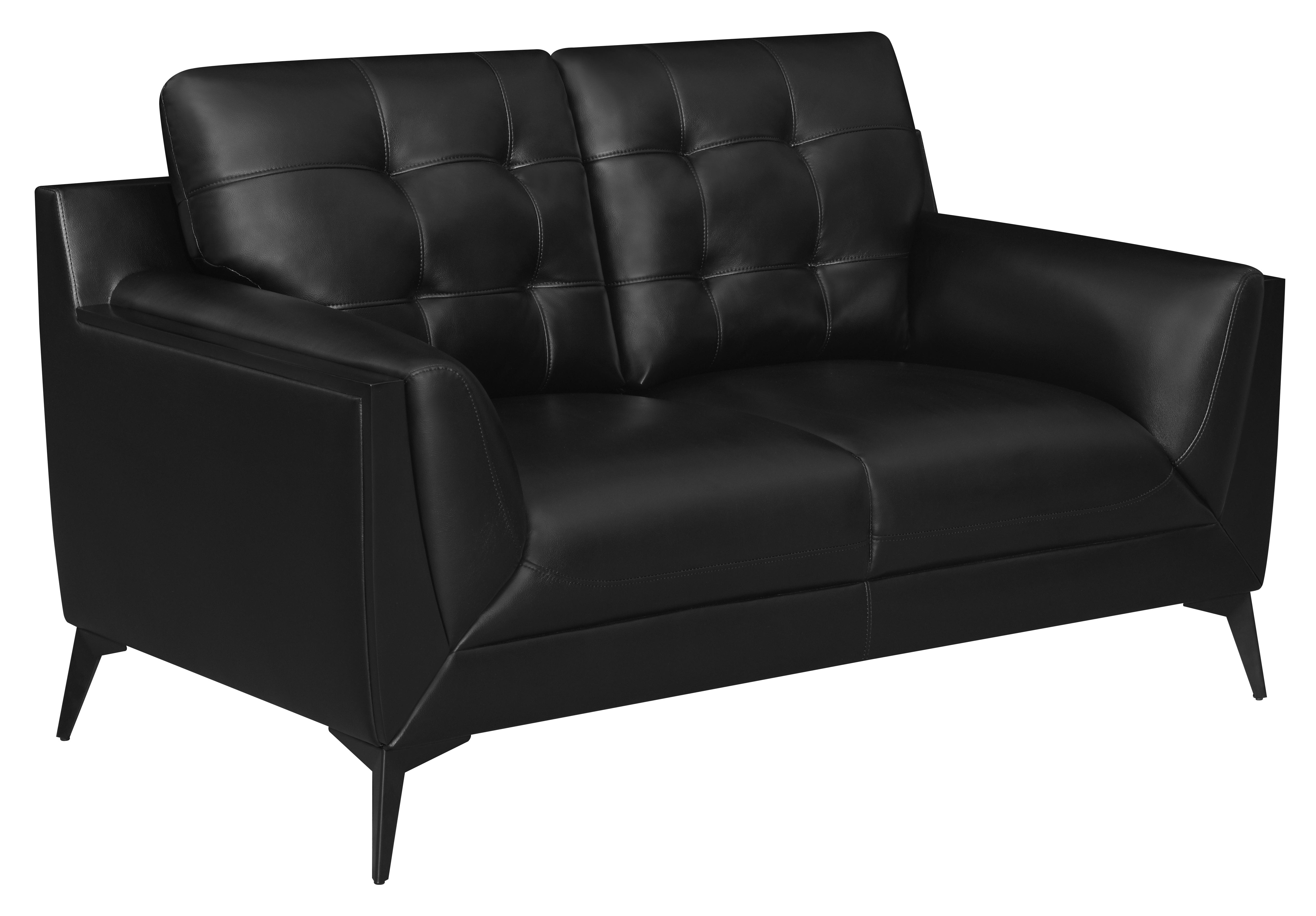 Contemporary Loveseat 511132 Moira 511132 in Black Leatherette