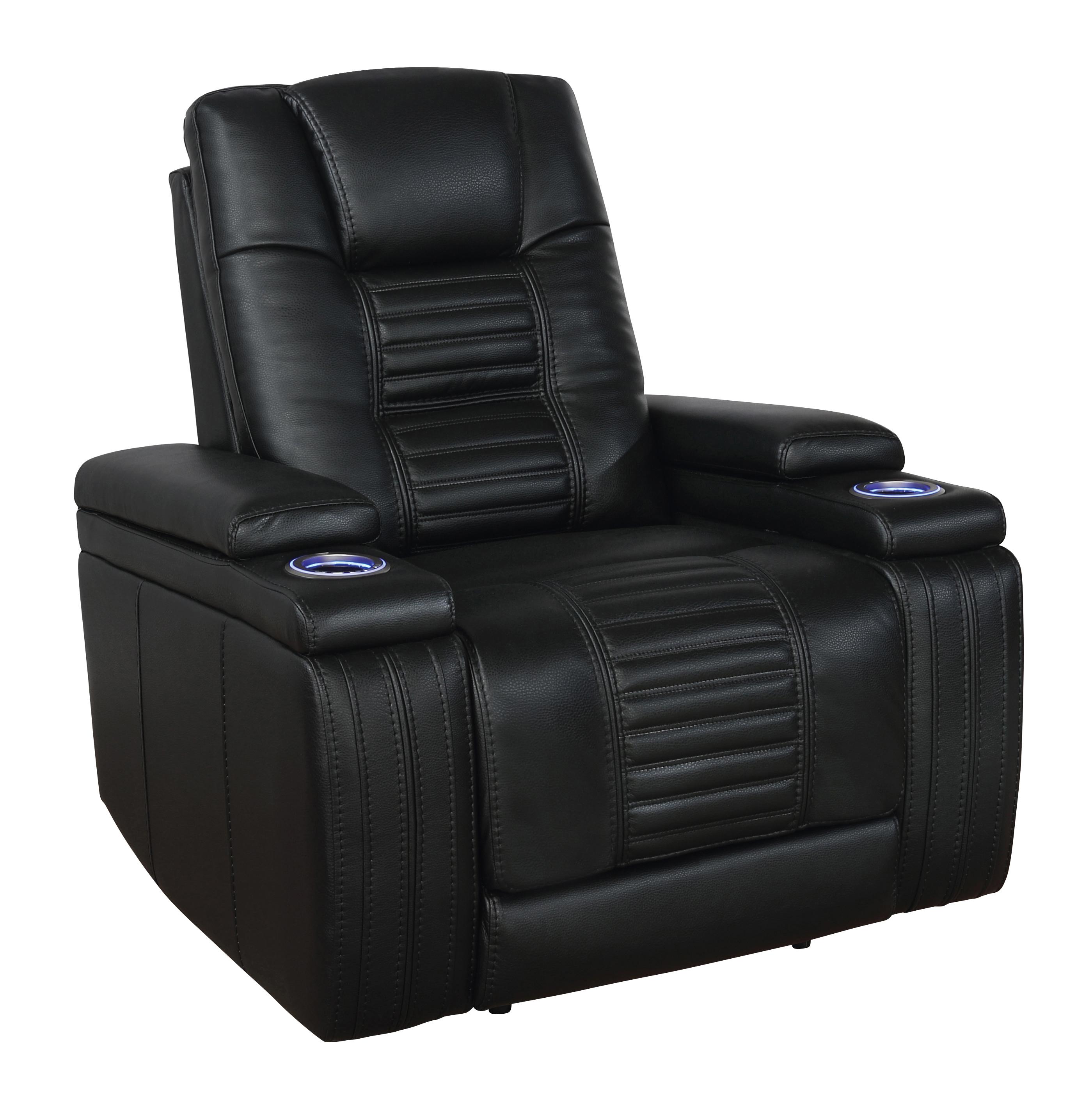 Contemporary Power recliner 651303PP Zane 651303PP in Black Leatherette
