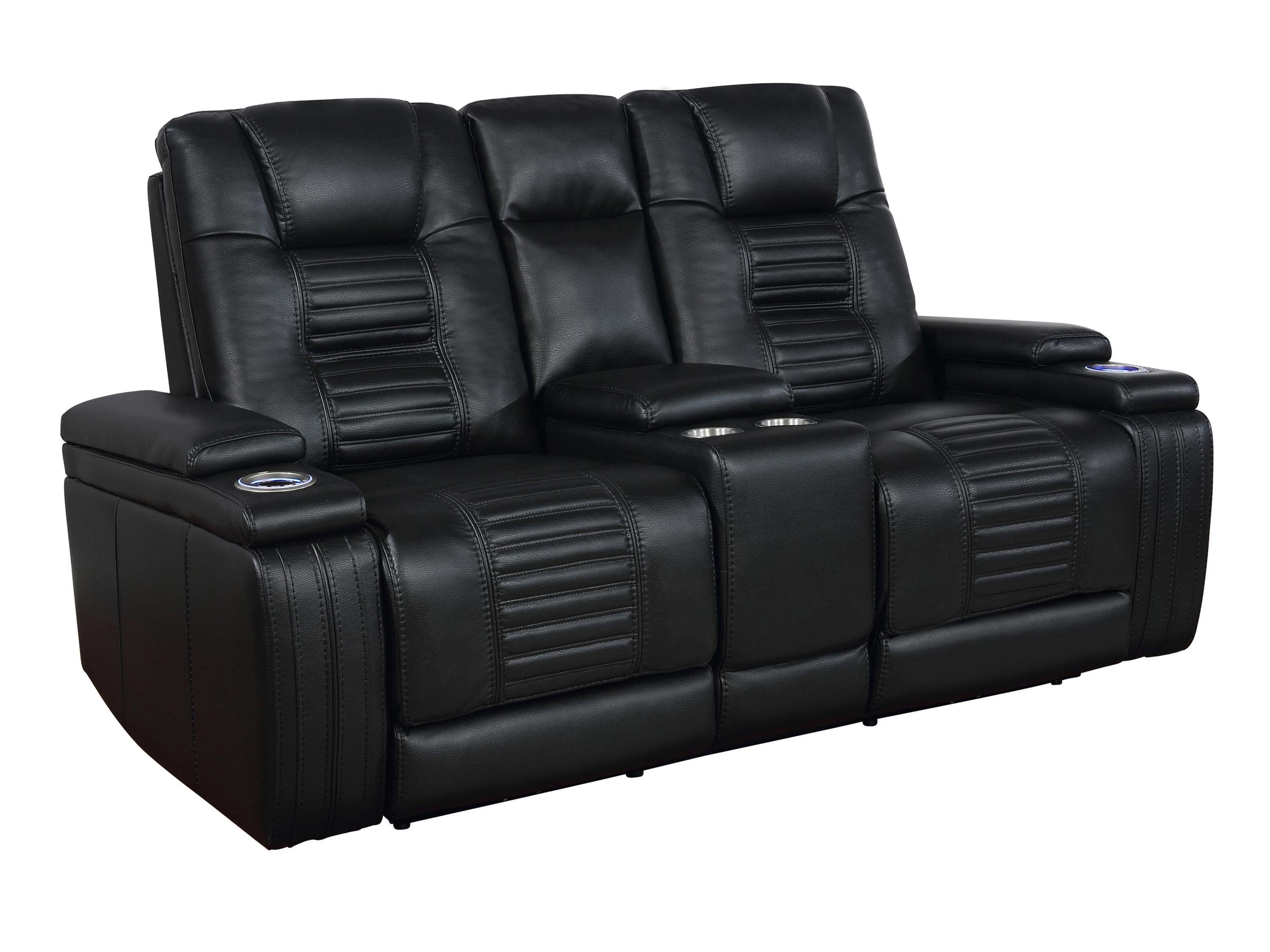 Contemporary Power Reclining Loveseat 651302PP Zane 651302PP in Black Leatherette