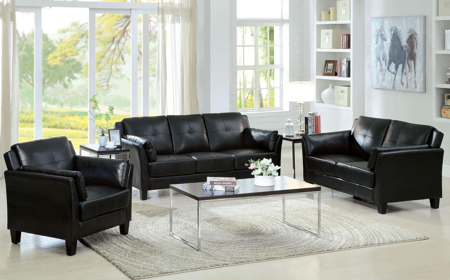 Contemporary Sofa and Loveseat Set CM6717BK-2PC Pierre CM6717BK-2PC in Black Leatherette