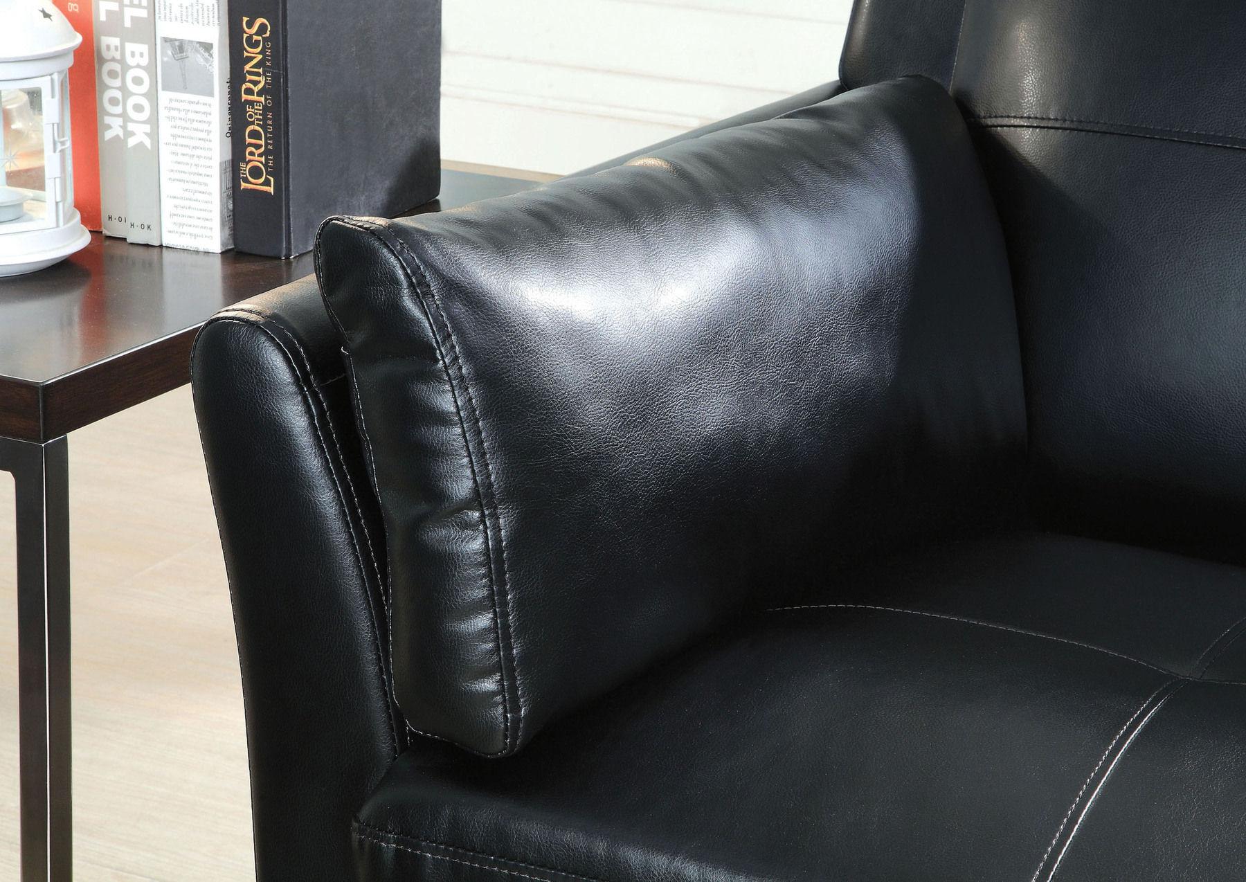 

    
Contemporary Black Leatherette Sofa Furniture of America CM6717BK-SF Pierre
